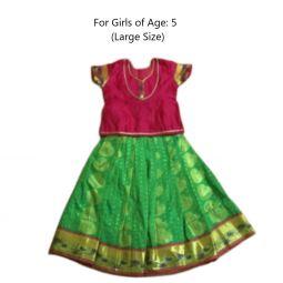 South Indian Lehenga skirt GREEN & Maroon- 22"